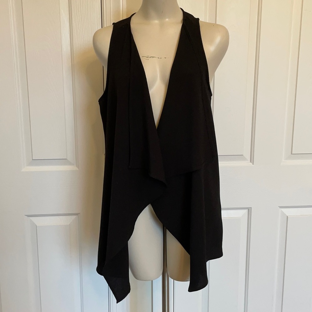 Black lush flowing vest